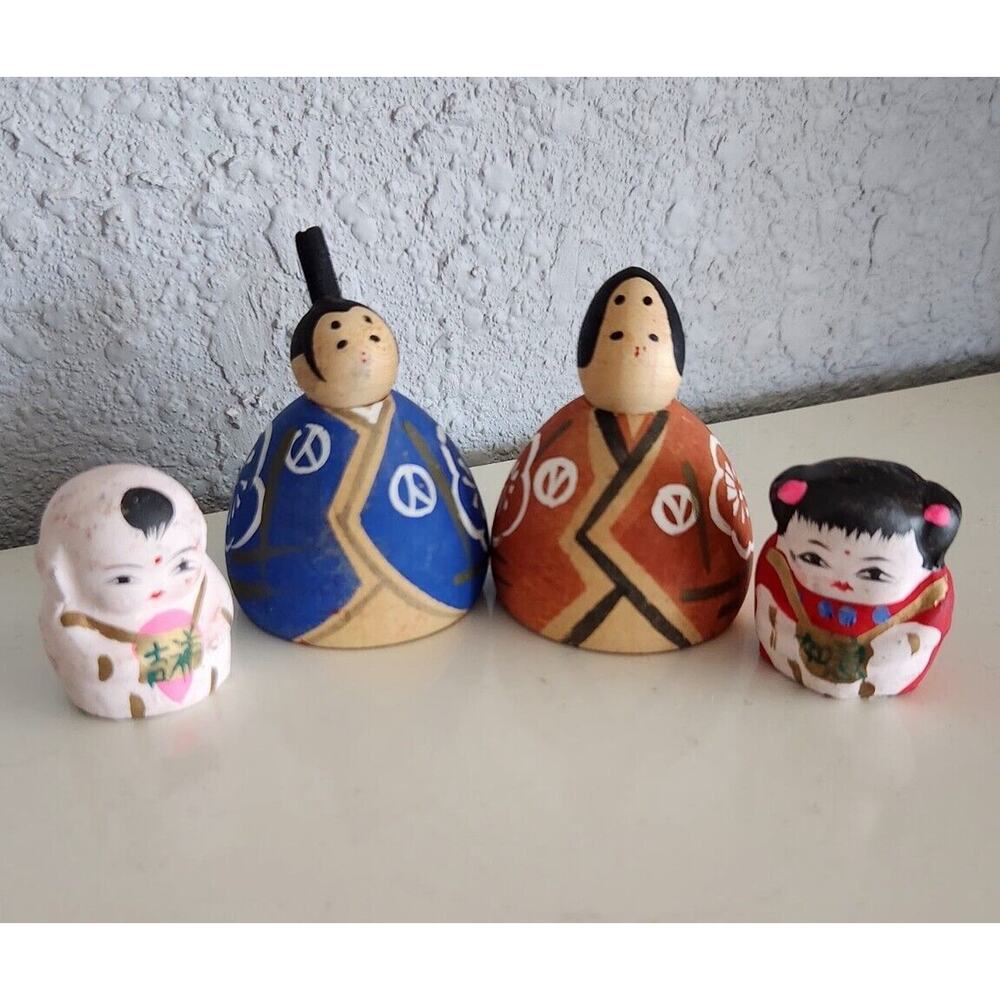 Momoyama Modern Kokeshi Dolls & Netsuke Clay Figurines Set Japan - Picture 5 of 14